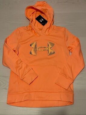 Under Armour Kids YM(10/12) Orange Hoodie with Metallic Logo